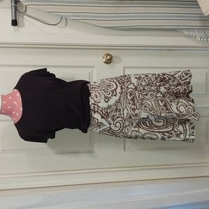 GAP Lined Cotton Skirt Size 2 Brown and Cream Paisley